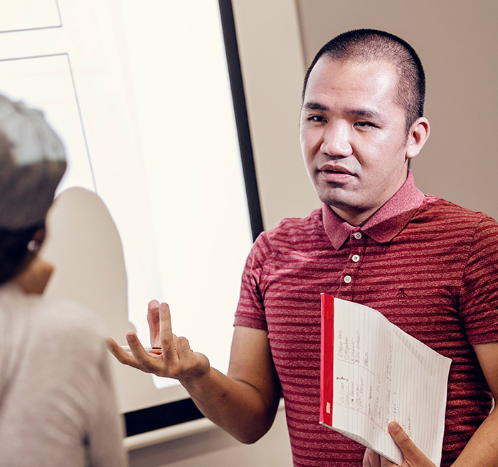 students discussing