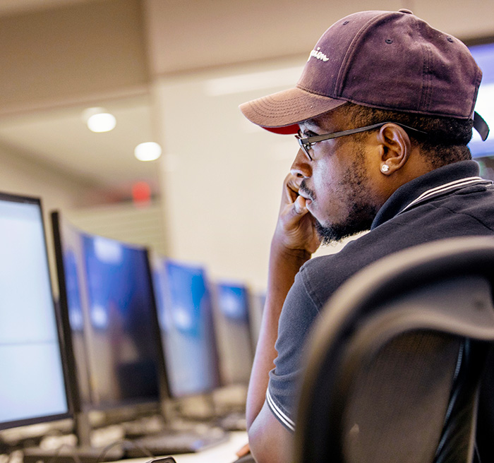 student in computer lab