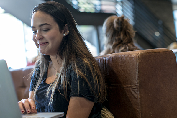 Student using laptop