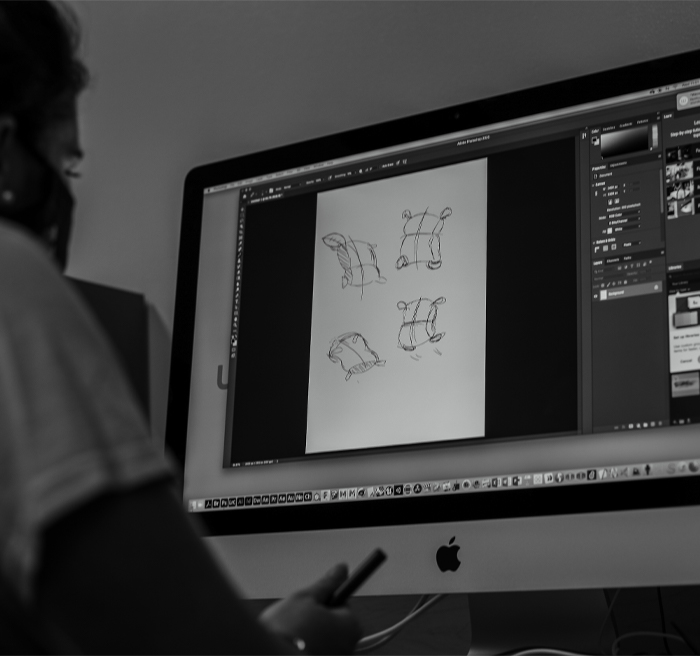 student working on computer