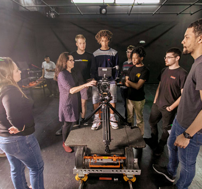 Students learning behind the camera 