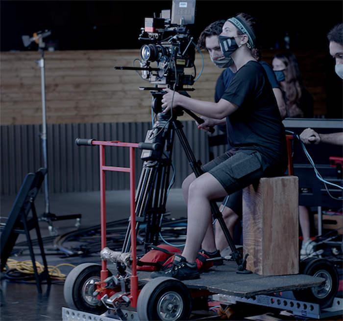 Student using rolling camera
