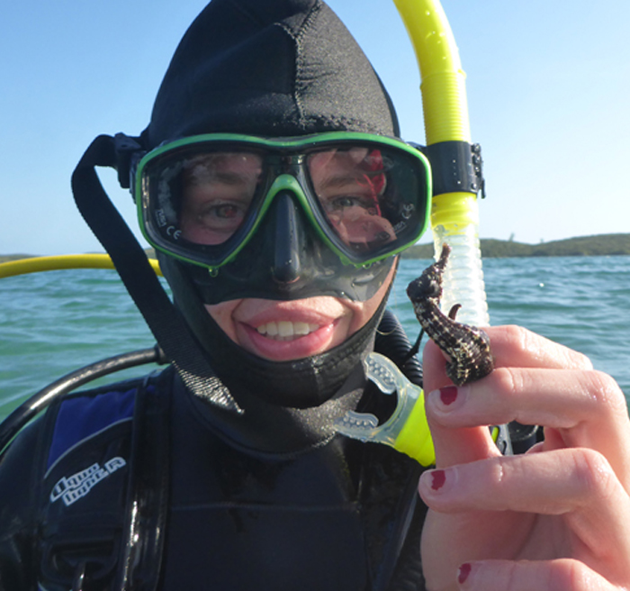 Student in diving gear