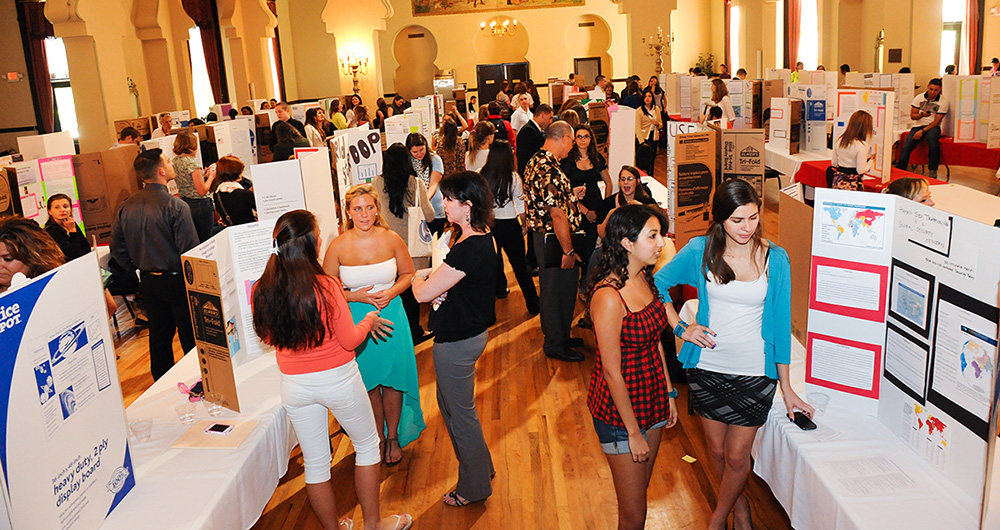 Students presenting research