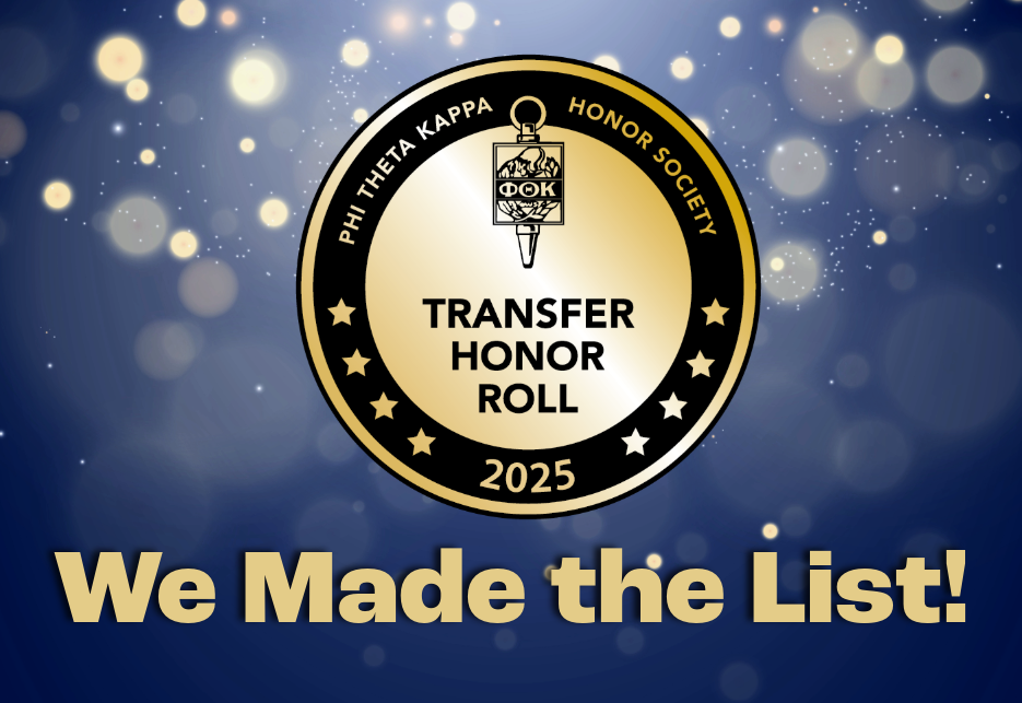 Banner with blue background and gold writing saying "We Made The List"