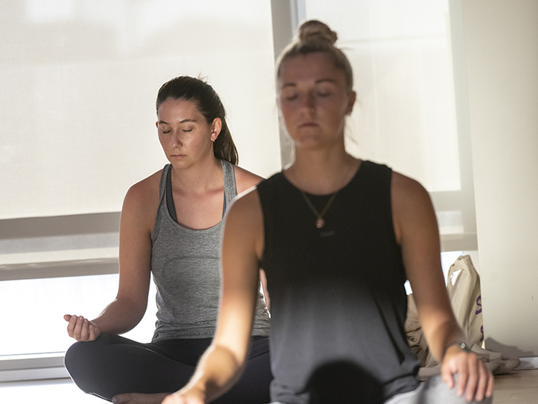 Students doing yoga