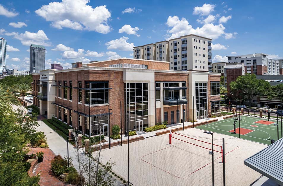 fitness center exterior with basketball courts 