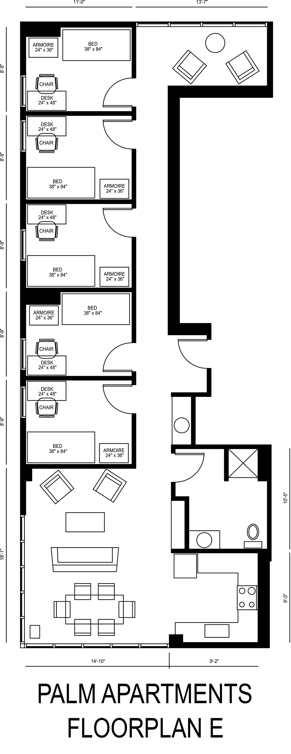 Palm Apartments - Floorplan E