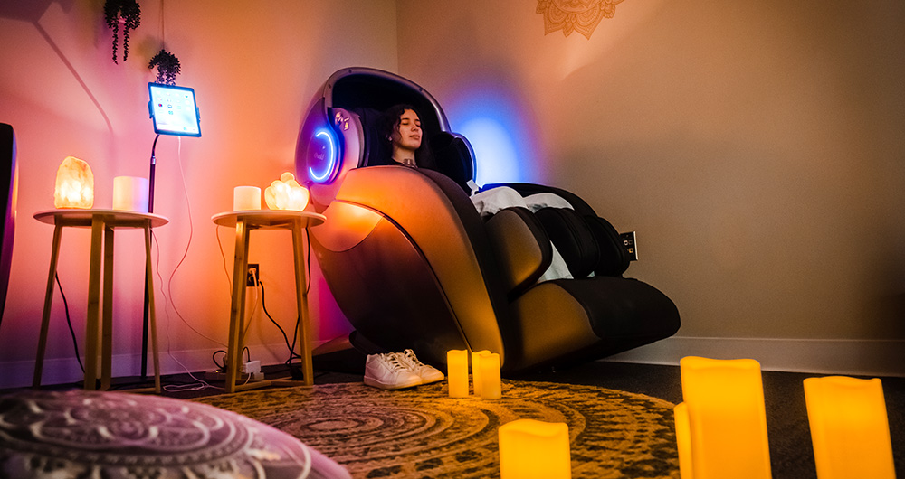 The Wellness Room offers a relaxing space for students to de-stress.