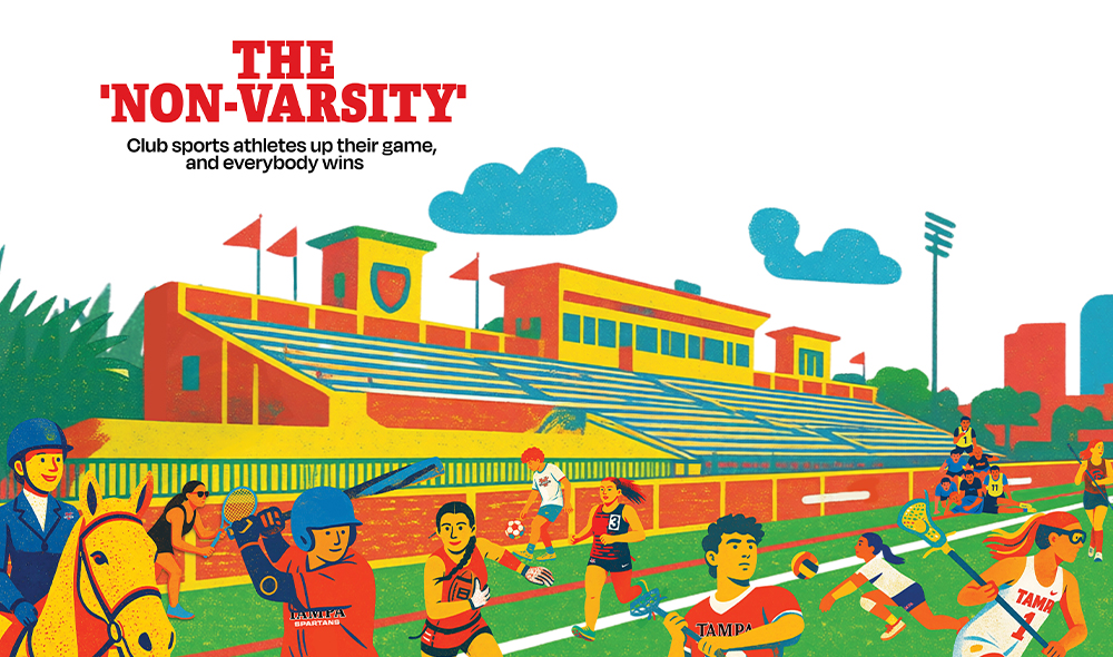 Illustration of a stadium and athletes
