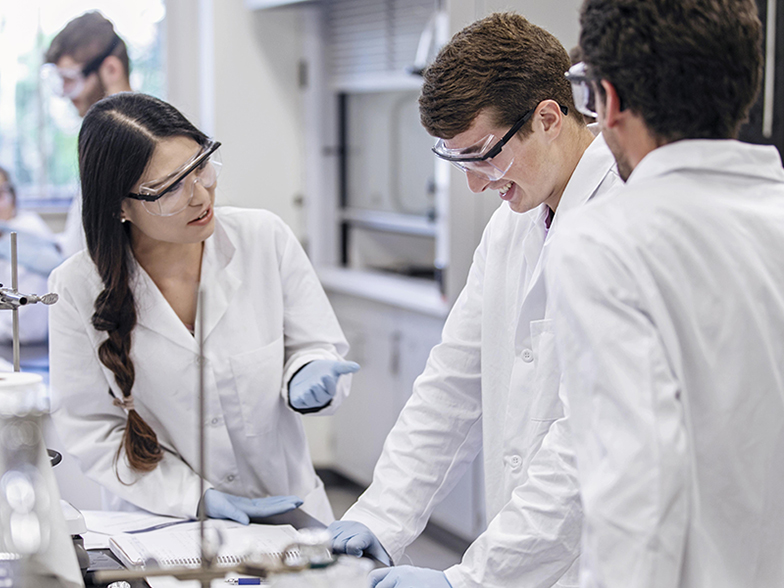 student doing a lab test