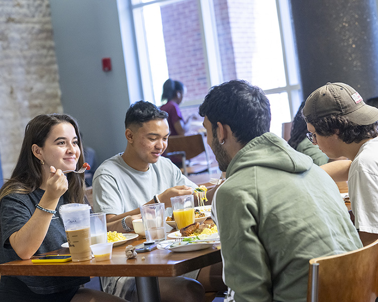 Students dine in the Vaughn cafeteria.