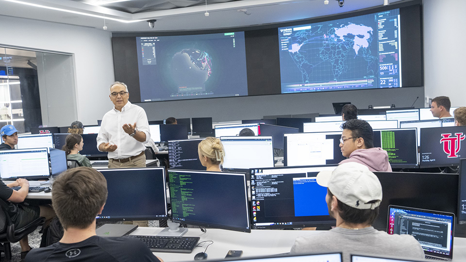 Students in the cybersecurity lab.